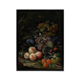 "Artery8 Still Life With Fruit Foliage & Insects Mignon Framed Canvas Art - Size: W12"" x H16""" - thumbnail 1