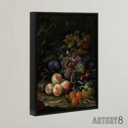 "Artery8 Still Life With Fruit Foliage & Insects Mignon Framed Canvas Art - Size: W12"" x H16""" - thumbnail 2