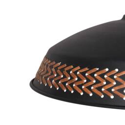 Wyld and Coco Pendant Light Black Iron Dome with PU Leather Braid - thumbnail 5
