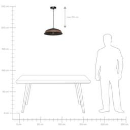 Wyld and Coco Pendant Light Black Iron Dome with PU Leather Braid - thumbnail 7