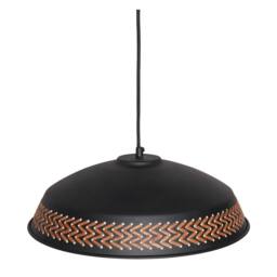 Wyld and Coco Pendant Light Black Iron Dome with PU Leather Braid - thumbnail 4