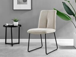 FurnitureboxUK Adley Grey Concrete Effect Round Dining Table & 4 Halleyy Fabric Chairs in Taupe - thumbnail 9