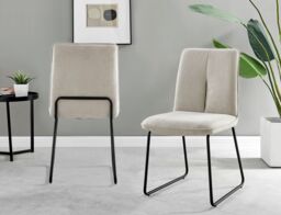 FurnitureboxUK Adley Grey Concrete Effect Round Dining Table & 4 Halleyy Fabric Chairs in Taupe - thumbnail 4