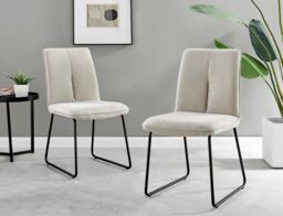 FurnitureboxUK Adley Grey Concrete Effect Round Dining Table & 4 Halleyy Fabric Chairs in Taupe - thumbnail 8