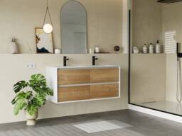 Vente-unique Wall-Hung Bathroom Vanity Unit With Inset Basin - Light Natural and in Light Oak - thumbnail 3