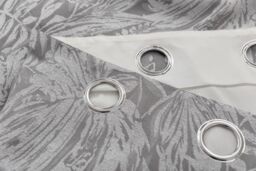 Luxury Living Chenille Jacquard Lined Ring Top Eyelet Curtains in Silver - Size: 117 cm width x 137 cm drop - thumbnail 5