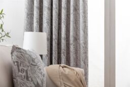 Luxury Living Chenille Jacquard Lined Ring Top Eyelet Curtains in Silver - Size: 117 cm width x 137 cm drop - thumbnail 4