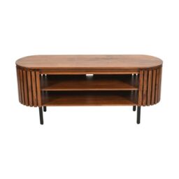 Indian Hub Slatted TV Cabinet - Mango Wood - L40 x W140 x H55 cm in Brown - thumbnail 2