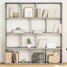 Berkfield Home Book Cabinet Concrete Grey 132x29x141.5 cm Engineered Wood - thumbnail 2