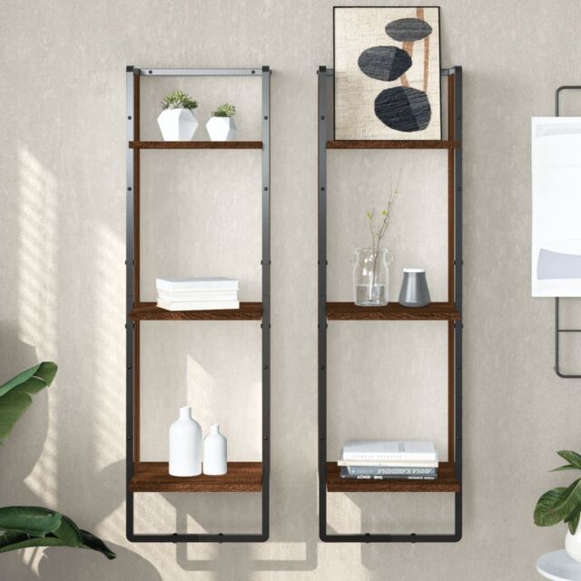 Berkfield Home 3-Tier Wall Shelf Brown Oak 30x25x100 cm Engineered Wood - Size: 30 x 25 x 100 cm - image 1