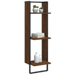 Berkfield Home 3-Tier Wall Shelf Brown Oak 30x25x100 cm Engineered Wood - Size: 30 x 25 x 100 cm - thumbnail 3