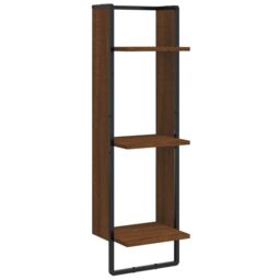 Berkfield Home 3-Tier Wall Shelf Brown Oak 30x25x100 cm Engineered Wood - Size: 30 x 25 x 100 cm - thumbnail 2