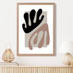 ARTZE Matisse Floral Cutout Beige & Brown Framed Print SIZE: A3 with Oak Frame - Size: A4 - thumbnail 2