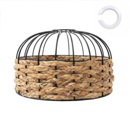 Emitto Modern Ceiling Pendant Light Shade Rattan Style Woven Lamp Shade 25cm in Black