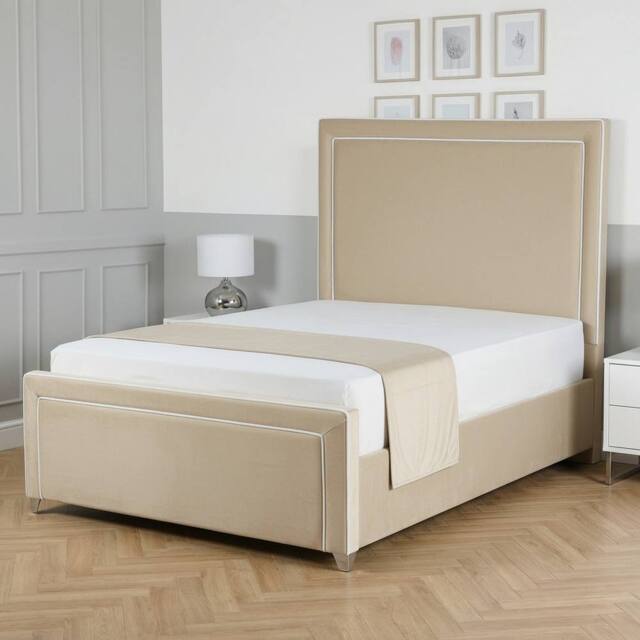 Living Comfort Bedz Verona Upholstered Gas Lift Storage Bed Frame with 48 Inch Headboard in Cream - Size: King - image 1