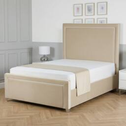 Living Comfort Bedz Verona Upholstered Gas Lift Storage Bed Frame with 48 Inch Headboard in Cream - Size: King - thumbnail 1