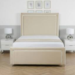 Living Comfort Bedz Verona Upholstered Gas Lift Storage Bed Frame with 48 Inch Headboard in Cream - Size: King - thumbnail 2