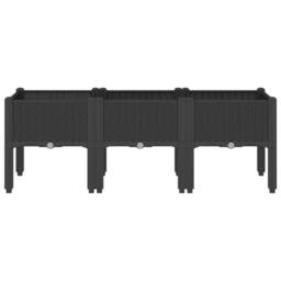 Berkfield Home Garden Planter with Legs Black 120x40x42 cm PP - Size: 120 x 40 x 42 cm - thumbnail 3