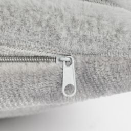 OHS 2 x Faux Fur Thick Rib Filled Cushion Covers in Light Grey - Size: 45 cm x 45 cm - thumbnail 5