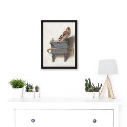 Artery8 Fabritius The Goldfinch Bird Animal Nature Painting A4 Artwork Framed Wall Art Print in Black - thumbnail 2