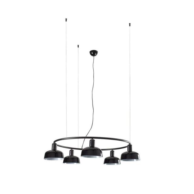 Netlighting Tatawin Small 5 Light Cylindrical Pendant Ceiling Light Satin Black - image 1