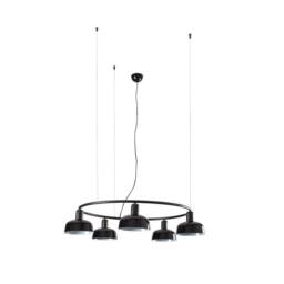 Netlighting Tatawin Small 5 Light Cylindrical Pendant Ceiling Light Satin Black - thumbnail 1