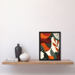Artery8 Abstract Botanical Sunrise Design Orange Bold Framed Art Print - Size: A4 - thumbnail 4
