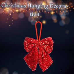 VFM e-Store Christmas Sequins Bow Hanging Decoration 30cm x 22cm Red X 1 - Size: 30 cm x 22 cm - thumbnail 3