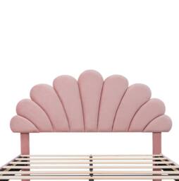 STILVORA Double Upholstered Velvet Bed Frame with Adjustable Headboard in Pink - thumbnail 9