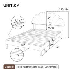 STILVORA Double Upholstered Velvet Bed Frame with Adjustable Headboard in Pink - thumbnail 4