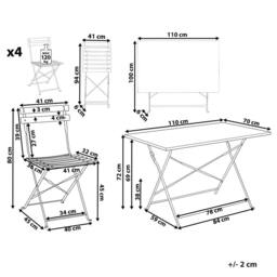 Wyld and Coco Red Steel Foldable Garden Dining Set Rectangular Table L110 x D70cm - thumbnail 4