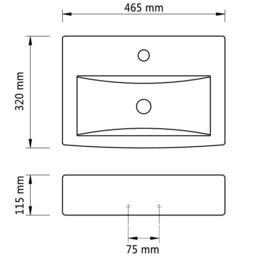 Berkfield Home Ceramic Bathroom Sink Basin Faucet/Overflow Hole White Rectangular - thumbnail 6