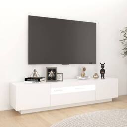 Berkfield Home TV Cabinet with LED Lights White 180x35x40 cm - Size: 180 x 35 x 40 cm - thumbnail 5