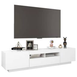 Berkfield Home TV Cabinet with LED Lights White 180x35x40 cm - Size: 180 x 35 x 40 cm - thumbnail 6