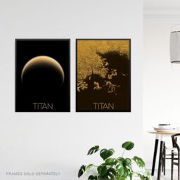 Artery8 Wall Art Print Pack of 3 NASA Our Solar System Saturn's Moon Titan Ligeia Mare Lake Crescent Moon Images Large Poster Set - thumbnail 5