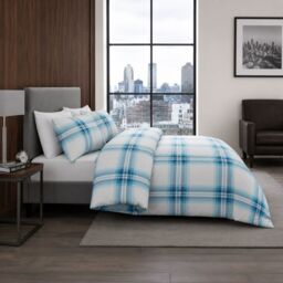 Smart Living Polycotton Bardsley Check Duvet Cover With Pillowcases in Teal - Size: King - thumbnail 2