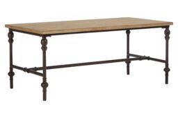 Orsina Wood Top Coffee Table, Industrial Style Coffee table, Rectangular Coffee Table, Wood Top Metal Coffee Table in Natural - thumbnail 2