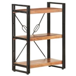 Berkfield Home 3-Tier Bookcase 60x30x80 cm Solid Acacia Wood in Brown - Size: 60 x 30 x 80 cm - thumbnail 1