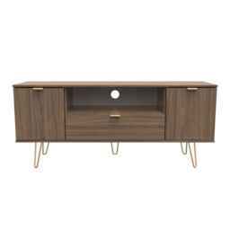 Ready Assembled 2 U Fuji 2 Door 1 Drawer Wide TV Unit (Ready Assembled) in Walnut - Size: Large - thumbnail 1