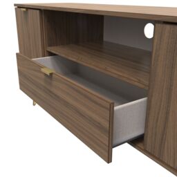Ready Assembled 2 U Fuji 2 Door 1 Drawer Wide TV Unit (Ready Assembled) in Walnut - Size: Large - thumbnail 5