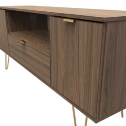 Ready Assembled 2 U Fuji 2 Door 1 Drawer Wide TV Unit (Ready Assembled) in Walnut - Size: Large - thumbnail 4