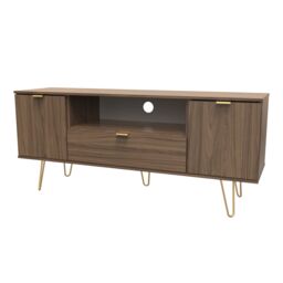 Ready Assembled 2 U Fuji 2 Door 1 Drawer Wide TV Unit (Ready Assembled) in Walnut - Size: Large - thumbnail 3