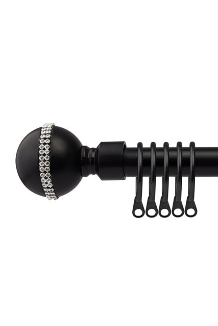 New Edge Blinds 16-19mm Bejeweled Extendable Durable Metal Curtain Pole Set in Charcoal - Size: 120 cm - 210 cm - image 1