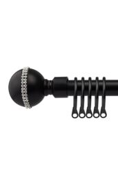 New Edge Blinds 16-19mm Bejeweled Extendable Durable Metal Curtain Pole Set in Charcoal - Size: 120 cm - 210 cm - thumbnail 1