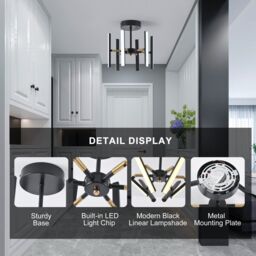 Garwarm 6 Light Sputnik LED Chandelier in Black - thumbnail 7