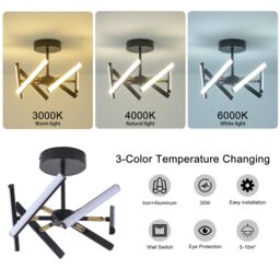 Garwarm 6 Light Sputnik LED Chandelier in Black - thumbnail 9