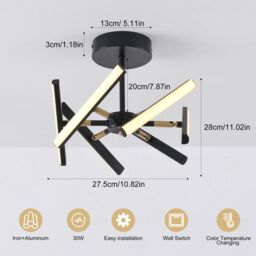 Garwarm 6 Light Sputnik LED Chandelier in Black - thumbnail 3