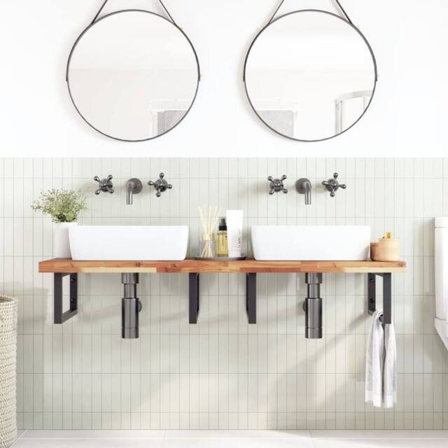 Berkfield Home Bathroom Vanity Top Oil Finished 160x50x4 cm Solid Wood Acacia in Brown - Size: 160 x 50 x 4 cm - image 1