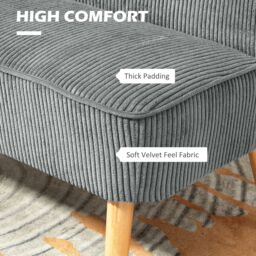 HOMCOM Corduroy Double Sofa w/ Wood Frame Foam Padding, Grey - Size: 2 Seater - thumbnail 4