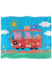 Hasbro Peppa Pig Kids Silky Touch Blanket 152x127cm Road Trip with The Family in White - Size: 152x127 cm - thumbnail 1